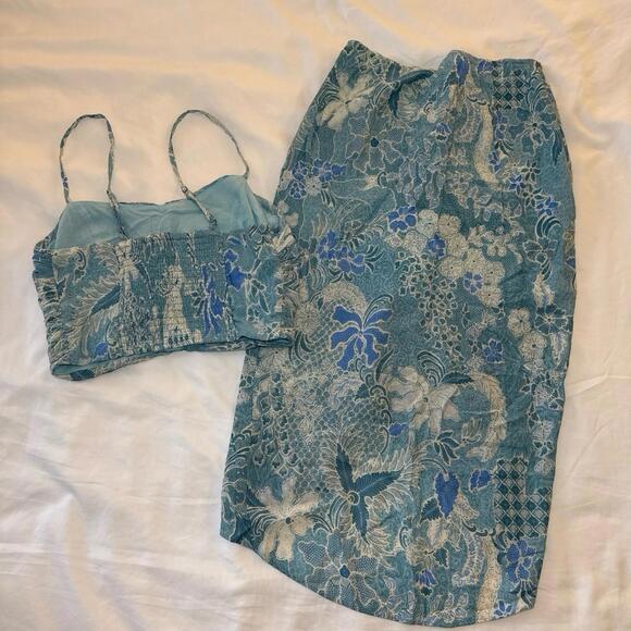 Abercrombie tank and skirt set Blue Floral Ruched flowy Small NWT - Picture 5 of 7
